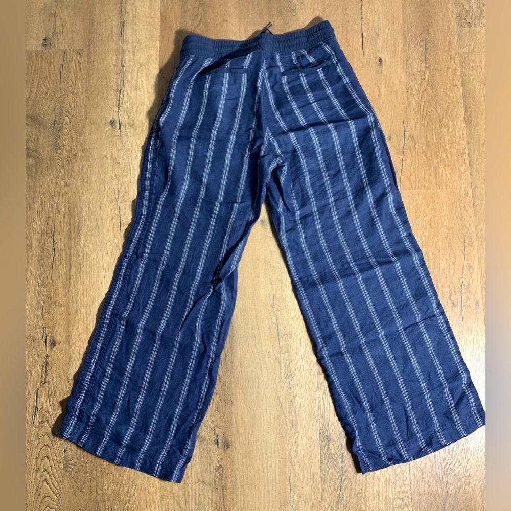 Athleta Pants Womens Pants Blue Pants Pinstripe Pants Linen Pants Crop Pants 6 - Picture 2 of 6